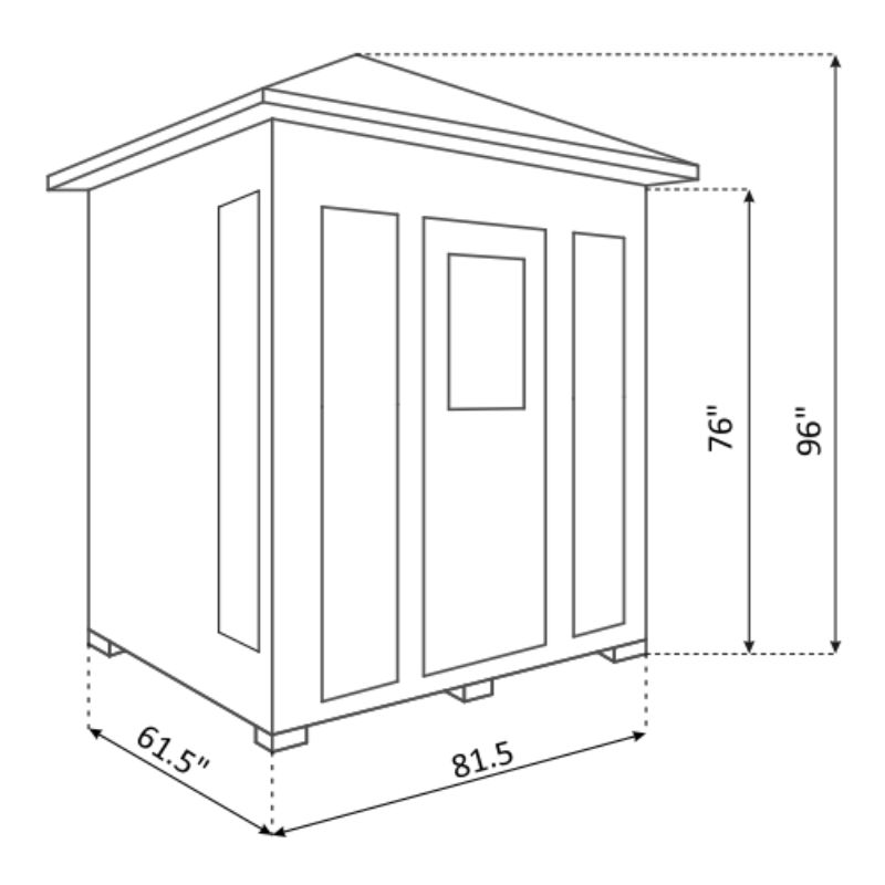 Enlighten-Sunrise 5 Person Traditional Sauna - Peak Roof specs