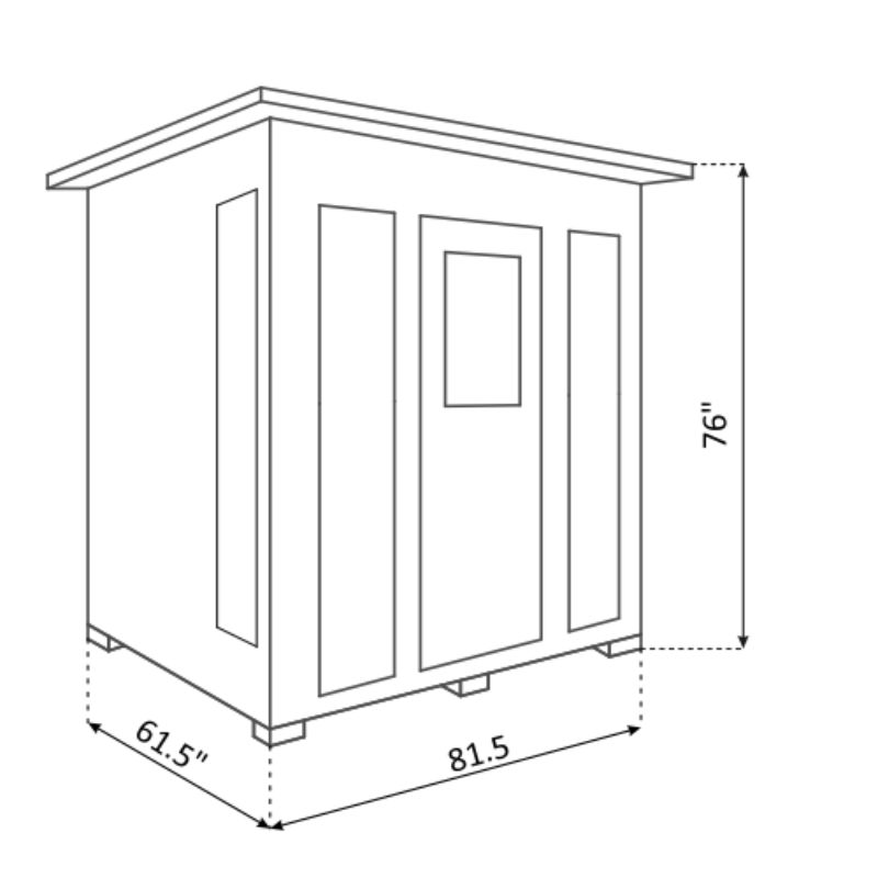 Enlighten-Sunrise 5 Person Traditional Sauna - Slope Roof specs