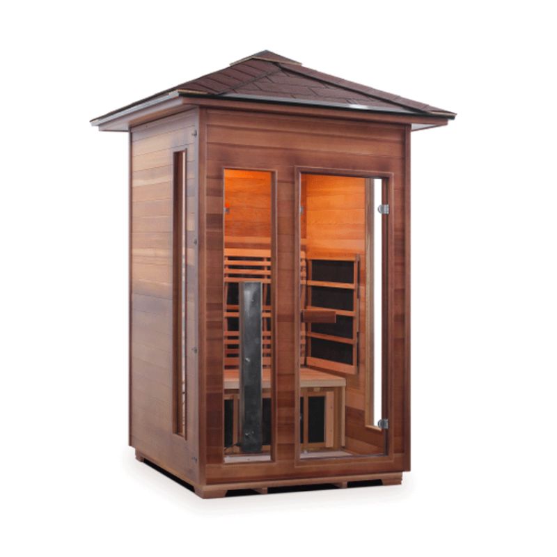Enlighten Diamond-2 Person Outdoor Peak Roof Hybrid Sauna