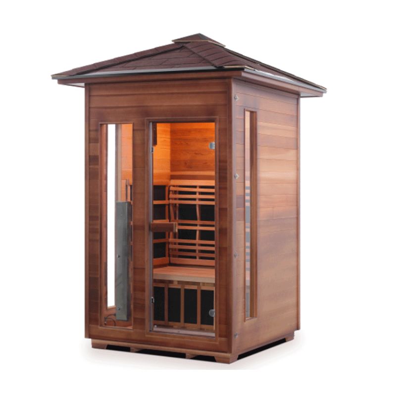 Enlighten Diamond-2 Person Outdoor Peak Roof Hybrid Sauna
