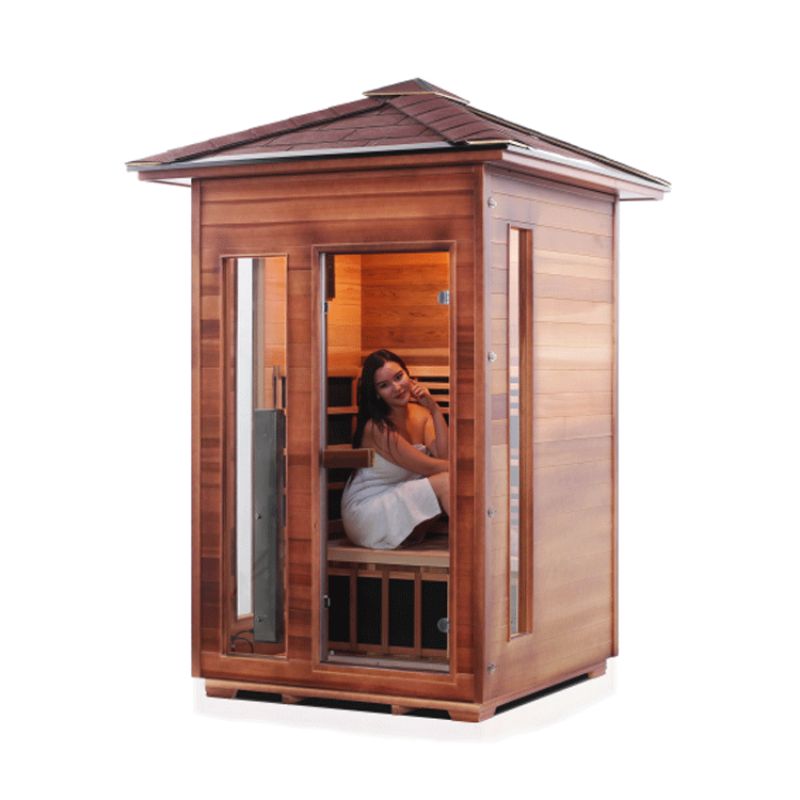 Enlighten Diamond-2 Person Outdoor Peak Roof Hybrid Sauna