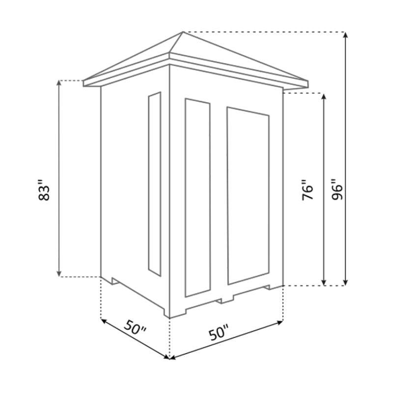 Enlighten Diamond-2 Person Outdoor Peak Roof Hybrid Sauna-Specs