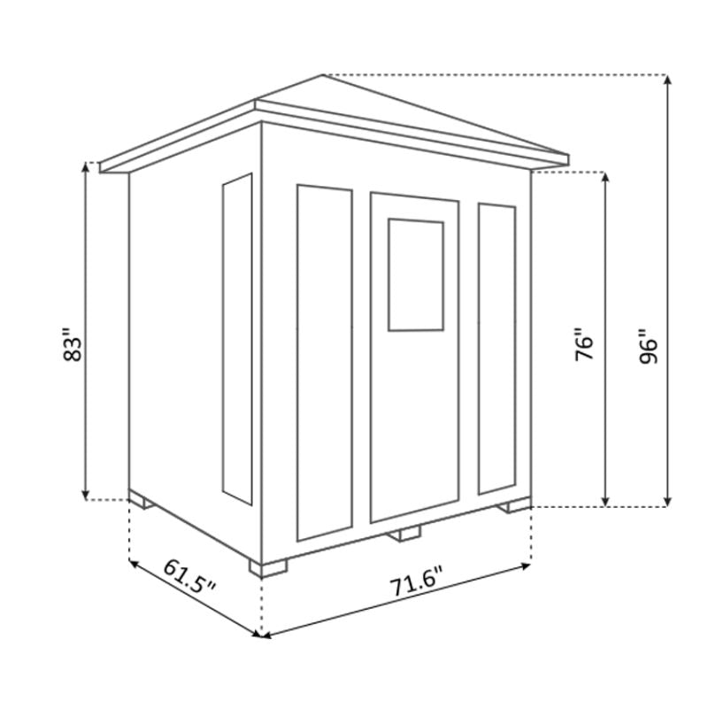 Enlighten Diamond-4 Hybrid Sauna-Peak Roof-Specs