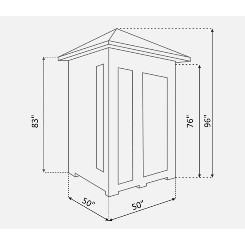 Enlighten Rustic 2 Person Infrared Sauna-Peak Roof -Specs
