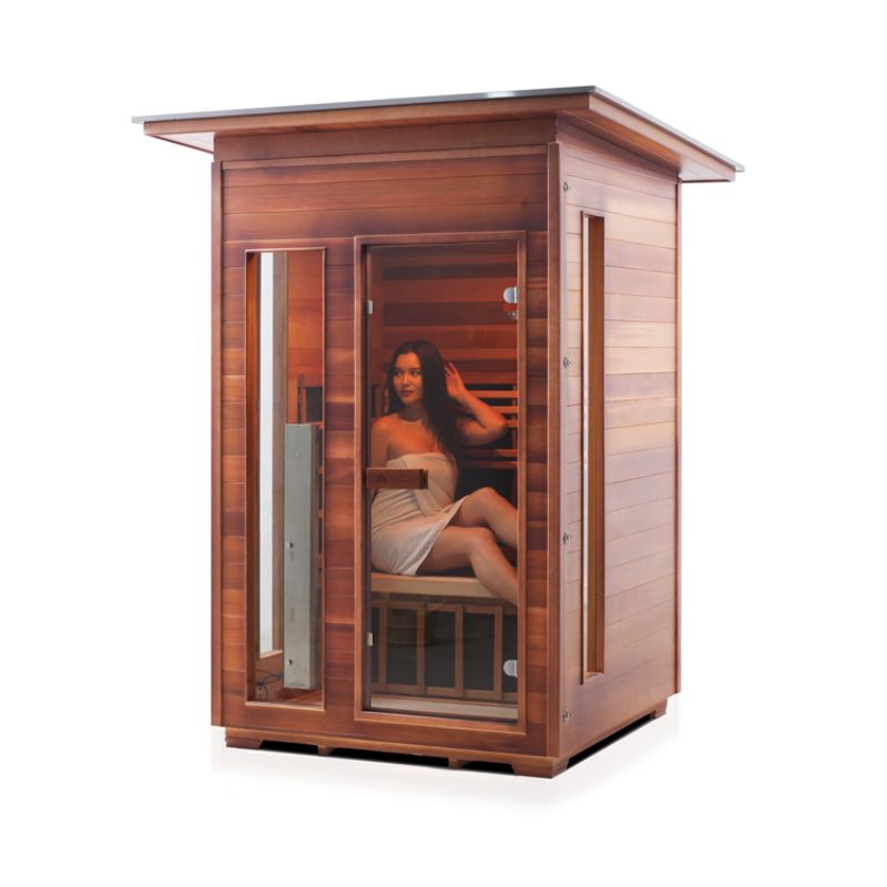 Enlighten Rustic 2 Person Infrared Sauna-Slope Roof