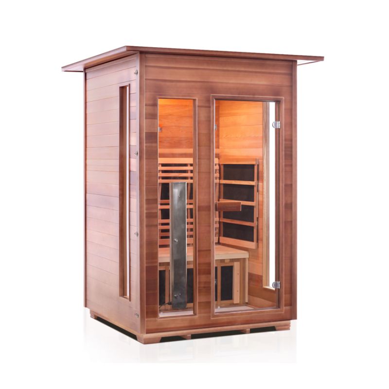 Enlighten Rustic 2 Person Infrared Sauna-Slope Roof