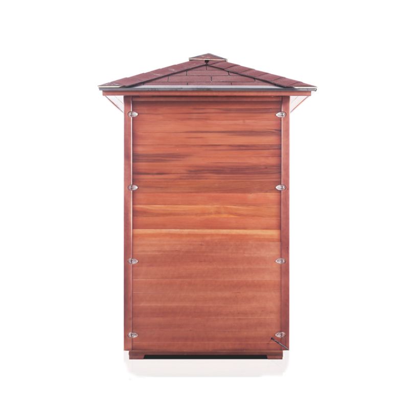 Enlighten Rustic 2 Person Infrared Sauna-Peak Roof - Back