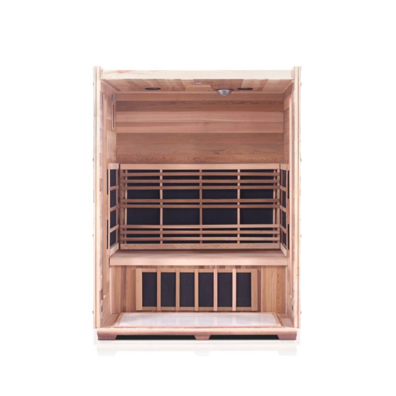 Enlighten Rustic 3 Person-Infrared Sauna-Peak Roof-Interior