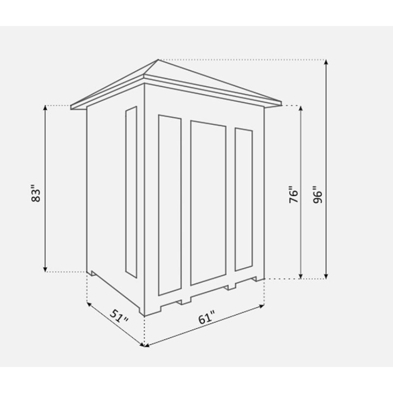 Enlighten Rustic 3 Person-Infrared Sauna-Peak Roof-Specs