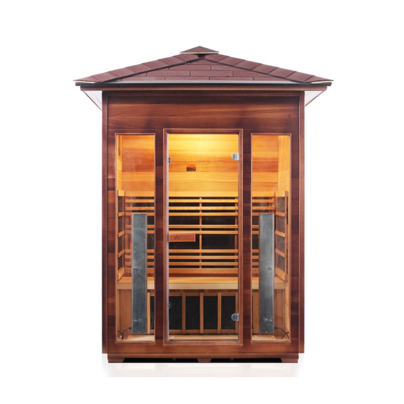 Enlighten Rustic 3 Person-Infrared Sauna-Peak Roof