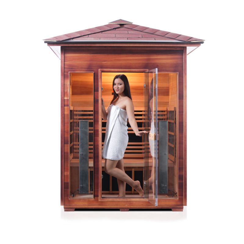 Enlighten Rustic 3 Person-Infrared Sauna-Peak Roof