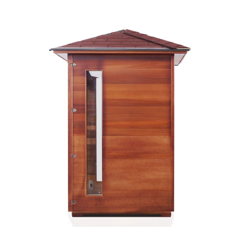 Enlighten Rustic 3 Person-Infrared Sauna-Peak Roof-Side View