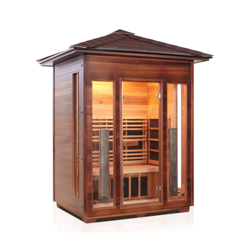 Enlighten Rustic 3 Person-Infrared Sauna-Peak Roof