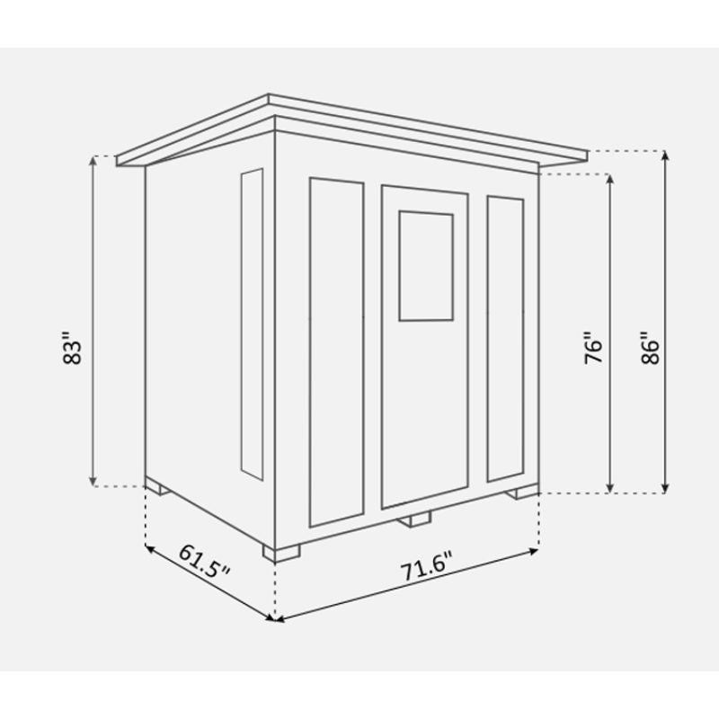 Enlighten Rustic 4 Person Infrared Sauna -Slope roof specs