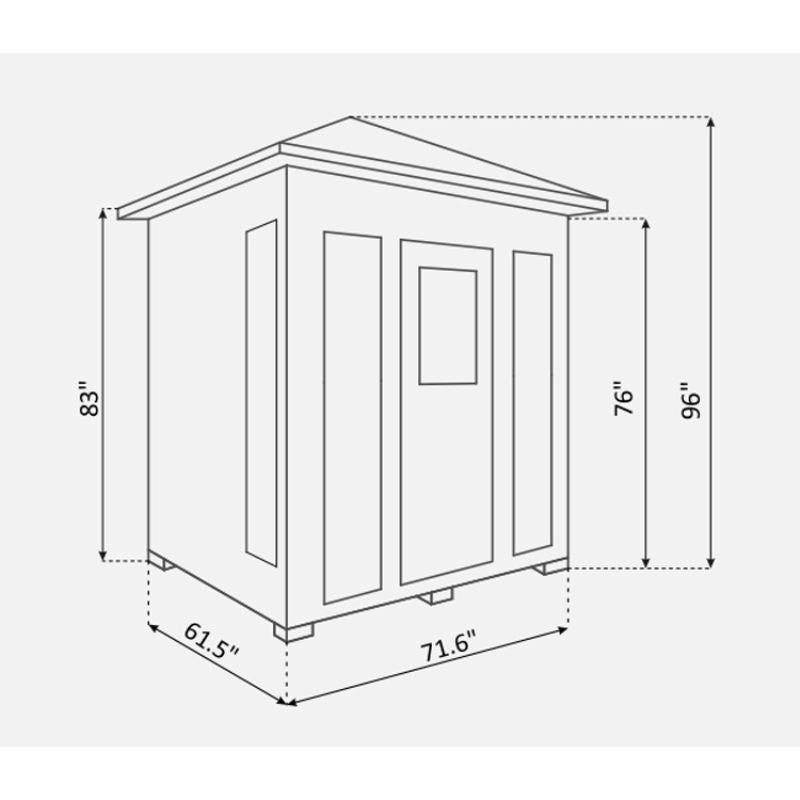 Enlighten Rustic 4 Person Infrared Sauna - Peak Roof-Specs