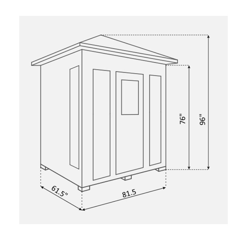 Enlighten Rustic 5 Person Infrared Sauna-Peak roof-Specs
