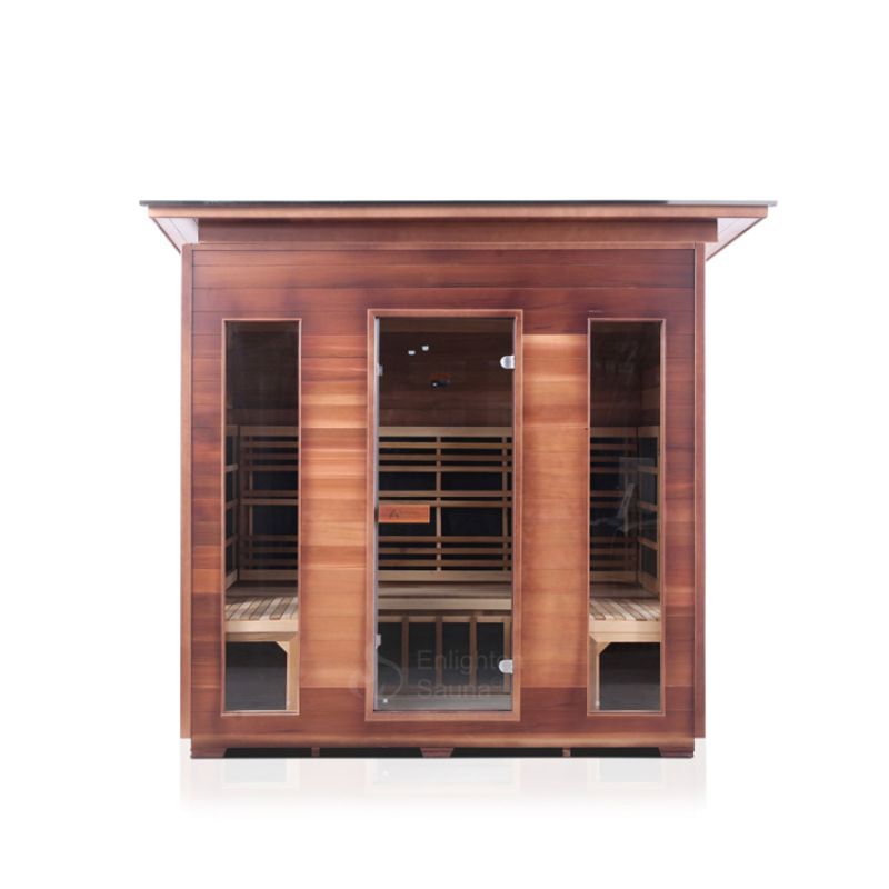 Enlighten Rustic 5 Person Infrared Sauna-Slope roof