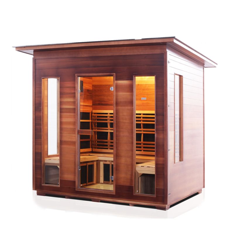 Enlighten Rustic 5 Person Infrared Sauna-Slope roof