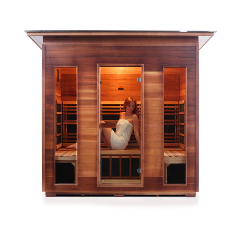 Enlighten Rustic 5 Person Infrared Sauna-Slope roof