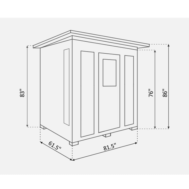 Enlighten Rustic 5 Person Infrared Sauna-Slope roof-Specs