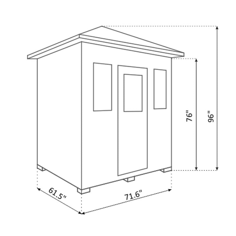 Enlighten Sapphire-4-Person-Hybrid Sauna -Peak Roof Specs