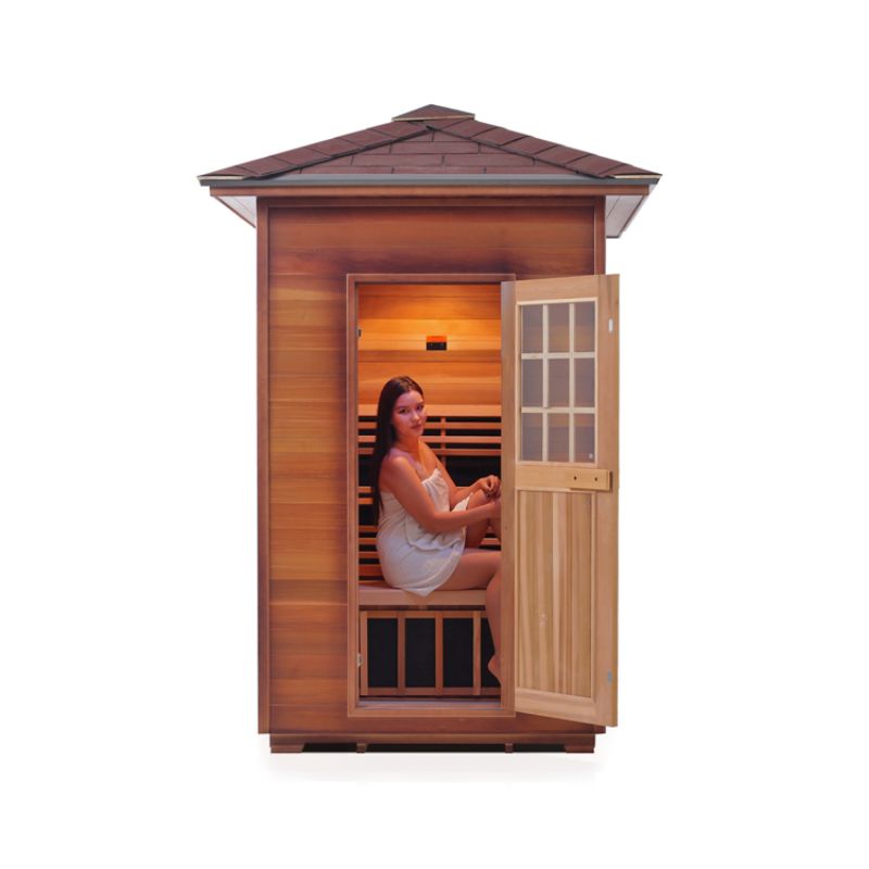 Enlighten Sierra 2 Person Infrared Sauna-Peak Roof