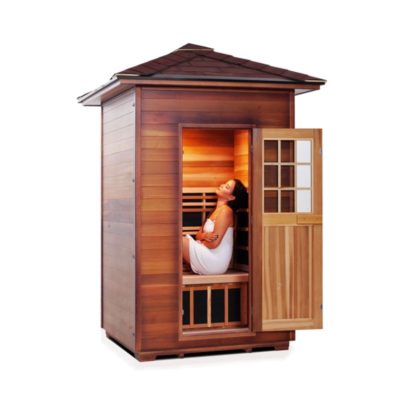 Enlighten Sierra 2 Person Infrared Sauna-Peak Roof