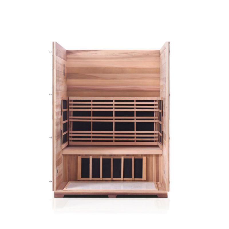 Enlighten Sierra 3 Person Infrared Sauna-Slope Roof-Interior view with front removed