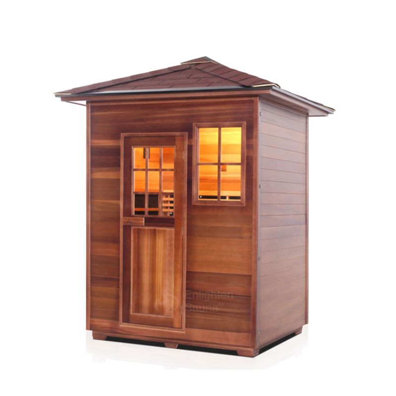 Enlighten Sierra 3 Person Infrared Sauna-Peak Roof