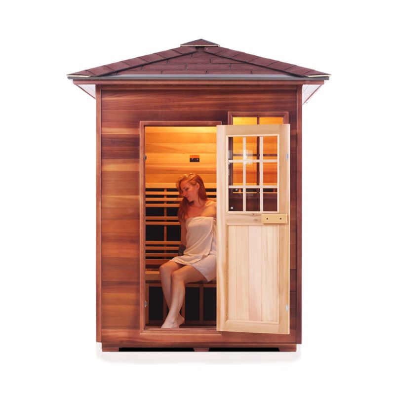 Enlighten Sierra 3 Person Infrared Sauna-Peak Roof