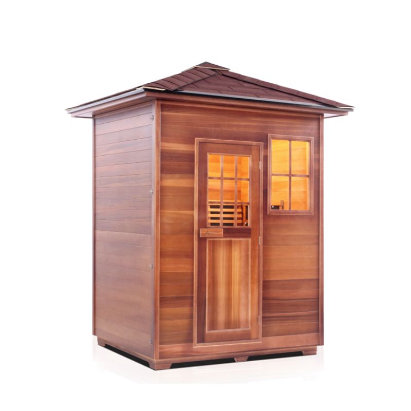 Enlighten Sierra 3 Person Infrared Sauna-Peak Roof