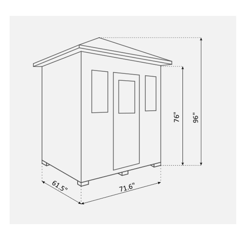 Enlighten Sierra 4 Person Infrared Sauna -Peak Roof-Specs