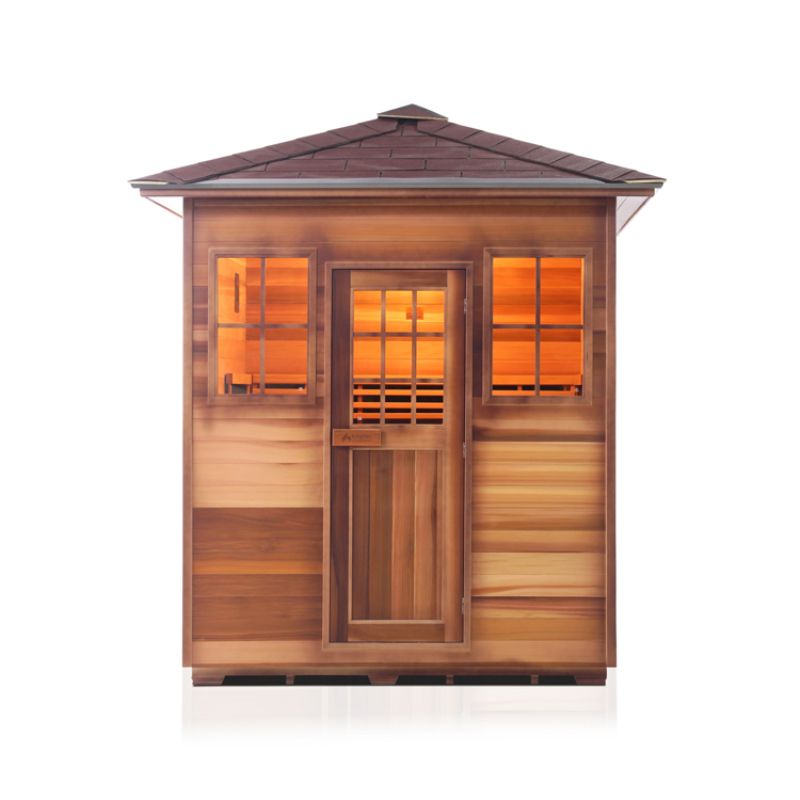 Enlighten Sierra 4 Person Infrared Sauna -Peak Roof