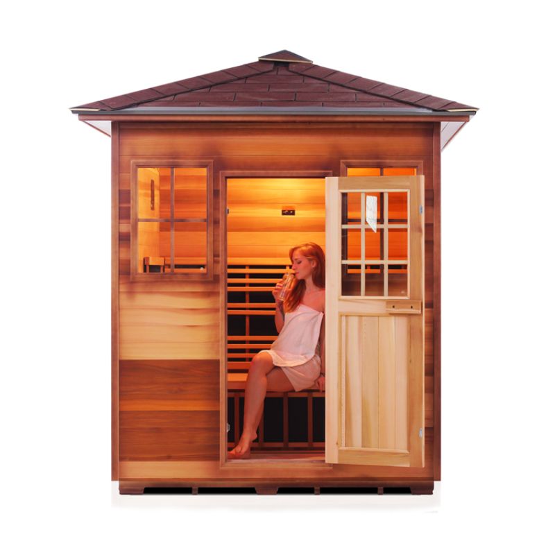 Enlighten Sierra 4 Person Infrared Sauna -Peak Roof