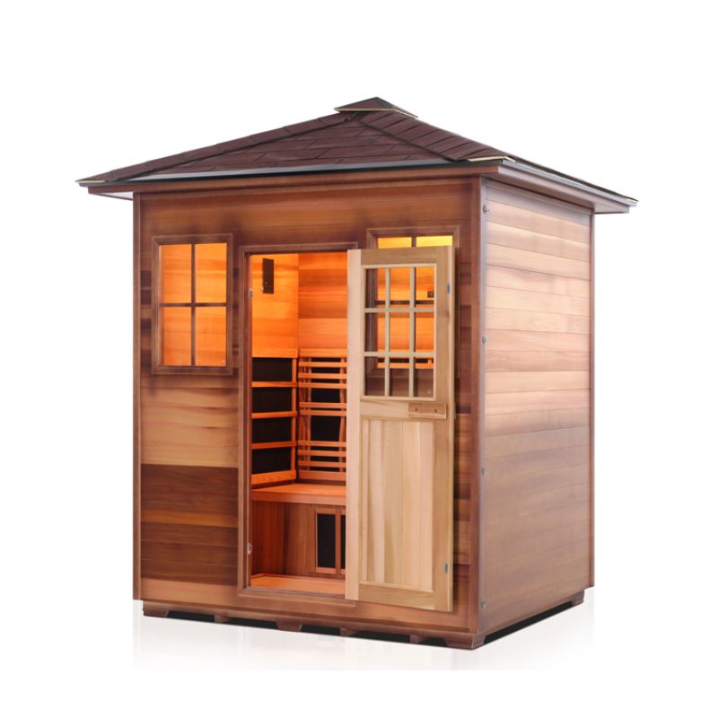 Enlighten Sierra 4 Person Infrared Sauna -Peak Roof