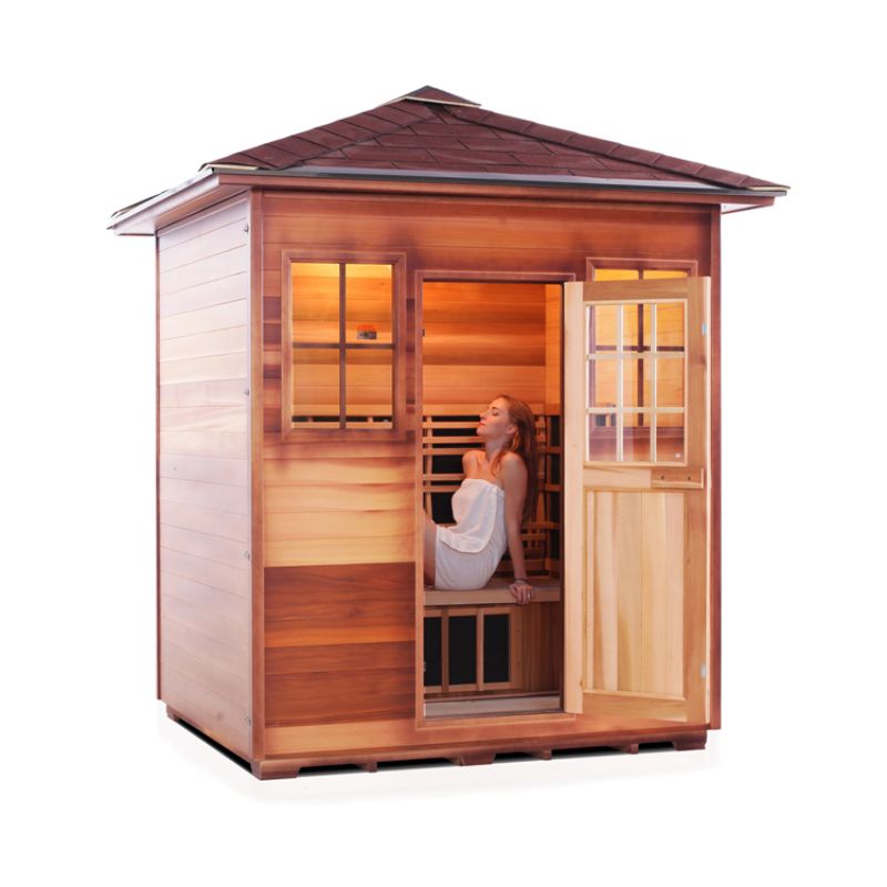 Enlighten Sierra 4 Person Infrared Sauna -Peak Roof