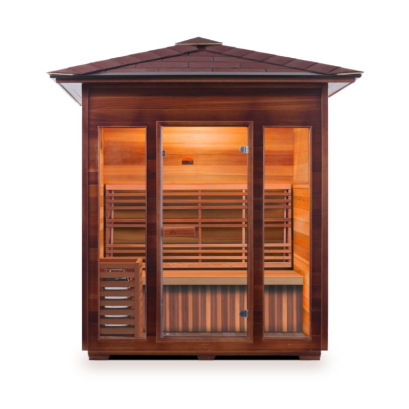 Enlighten Sunrise 4 Person Traditional Sauna -Peak Roof