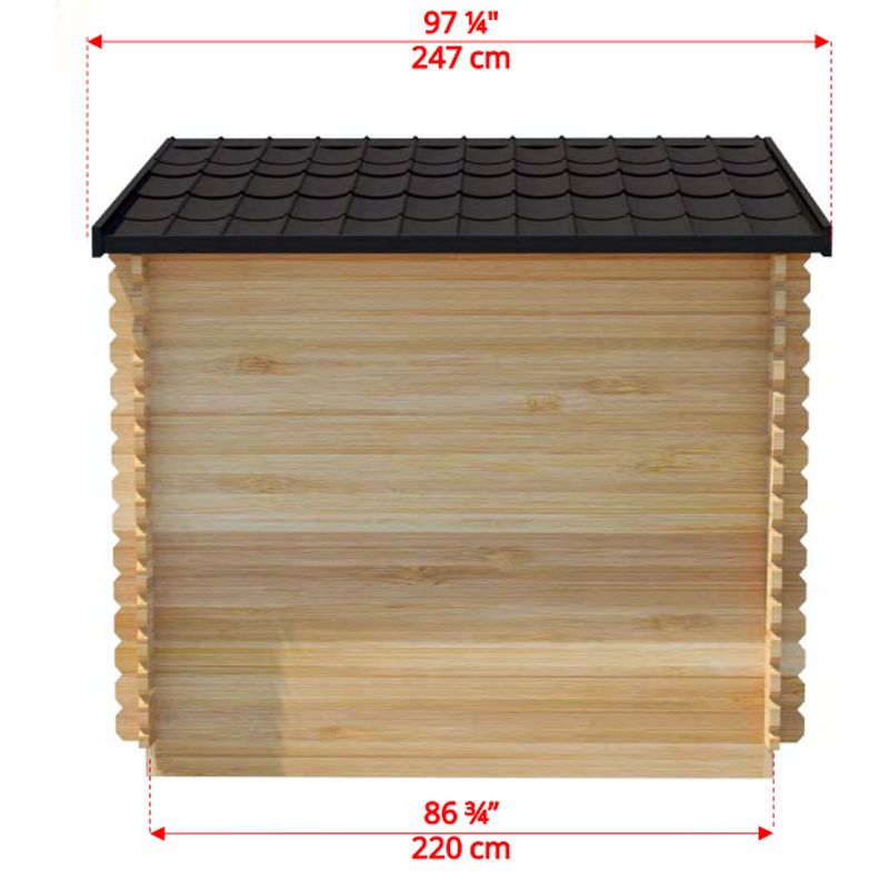 Dundalk LeisureCraft Georgian Outdoor 6 Person Steam Sauna - dimensions outline length