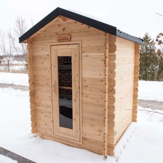 Dundalk Granby Outdoor Steam Sauna CTC66W - exterior angled