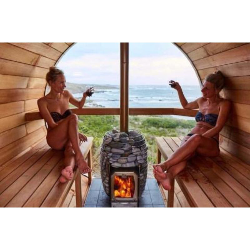 UUM Barrel Sauna Chimney Kit - installed
