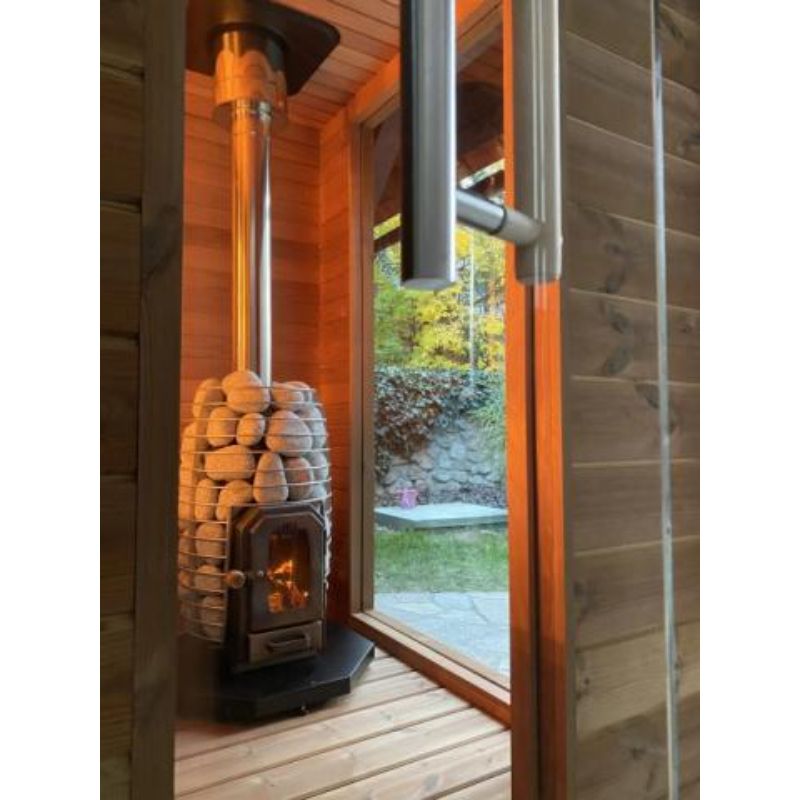 HUUM Thru-ceiling chimney installed - different angle