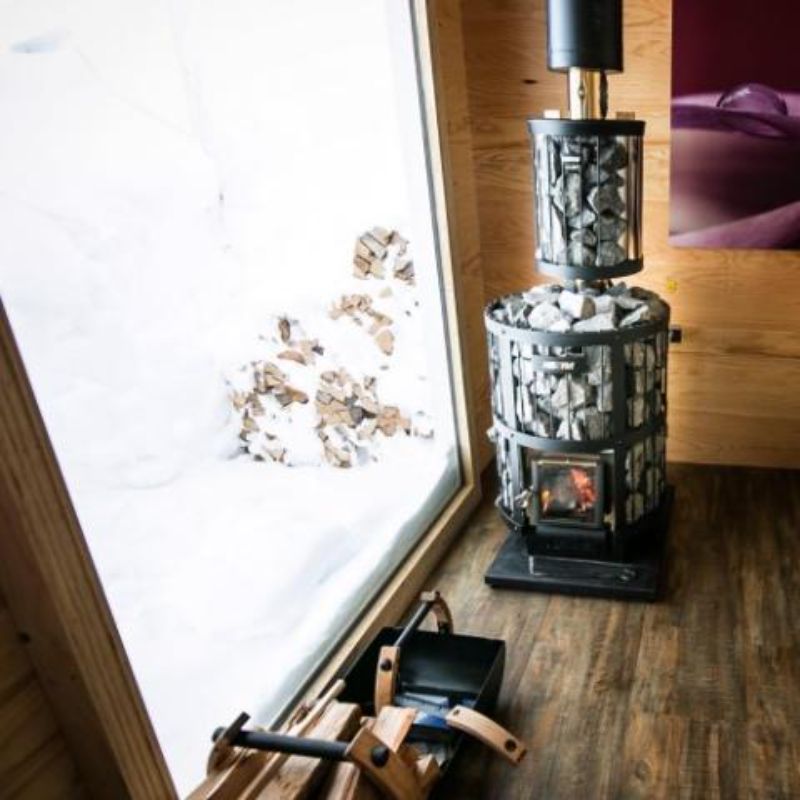 Harvia WL300 Smoke Pipe Cover - on a sauna stove