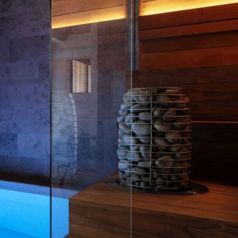 HUUM 9 kW Sauna Heater -HIVE Mini Series - in a sauna, inset