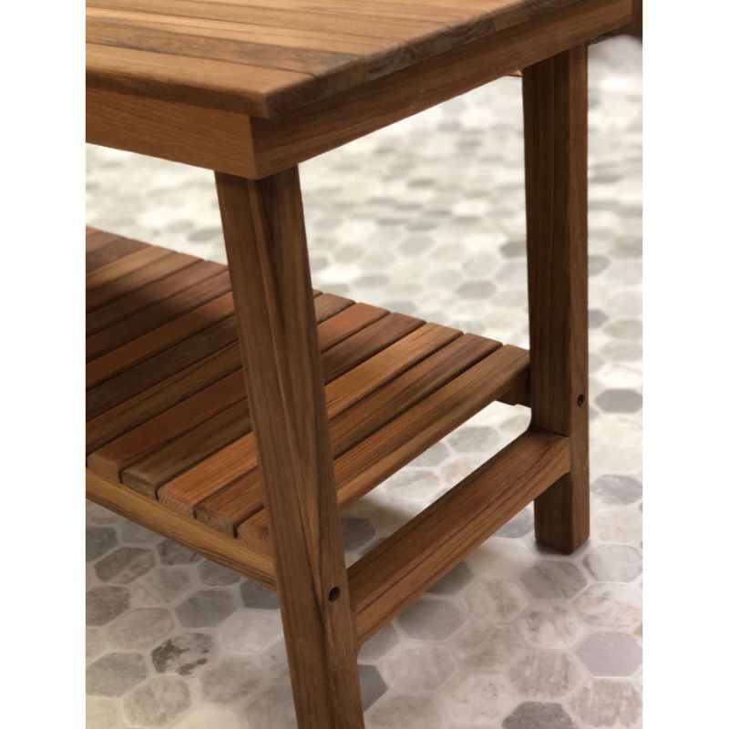 Luxury Bath Heavy Duty Teak Bench - close up of craftsmanship