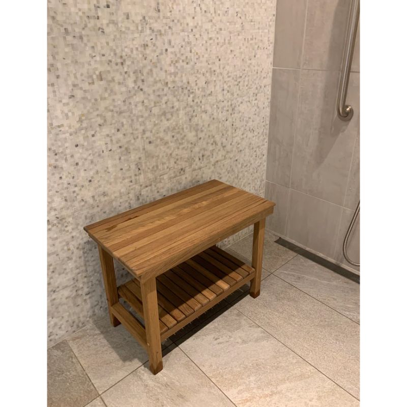 Luxury Bath Heavy Duty Teak Bench - in a shower