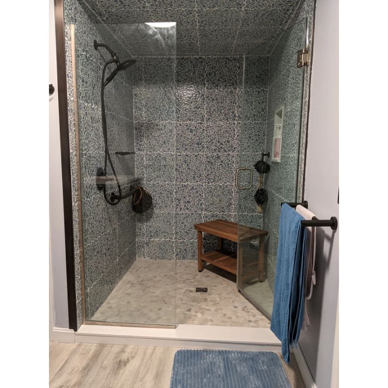 Luxury Bath Heavy Duty Teak Bench - in a shower
