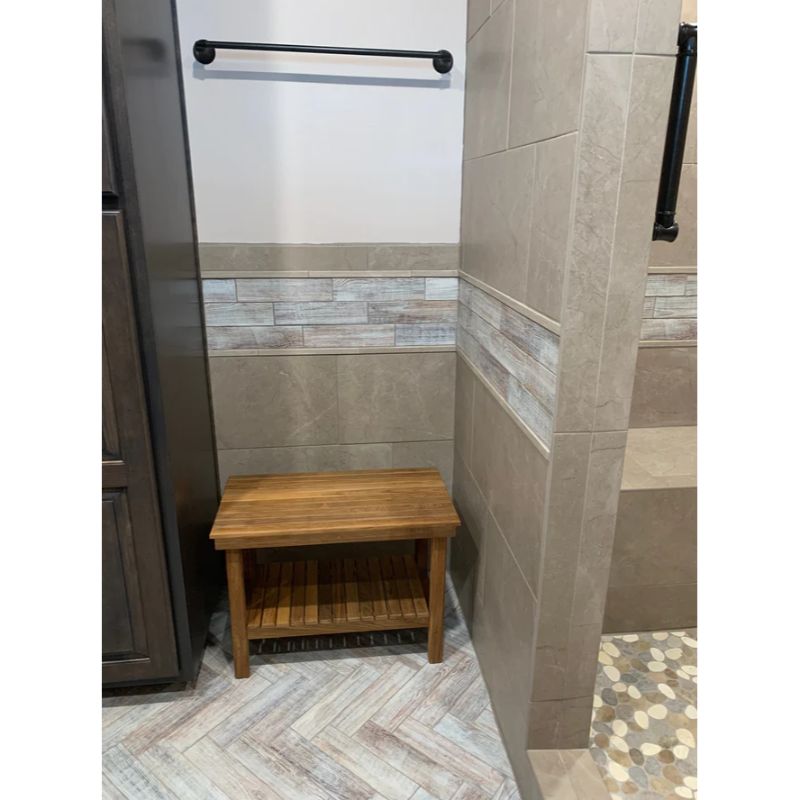 Luxury Bath Heavy Duty Teak Bench - in a bathroom