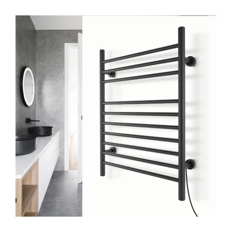 WarmlyYours Inifinity TW-F10BS-HP Towel Warmer - Dual Connection - Black Finish