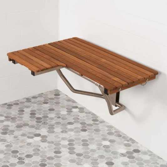 L-shaped Teak Shower Seat - ADA Compliant - Left side