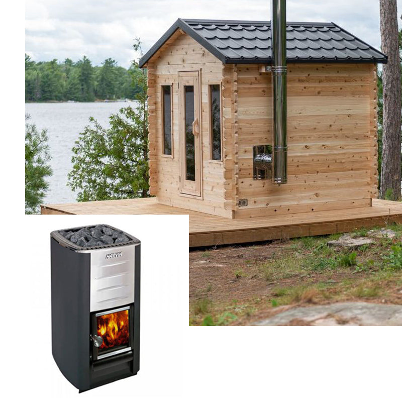 Dundalk LeisureCraft Georgian Outdoor 6 Person Steam Sauna - sauna cabin and wood-burning stove